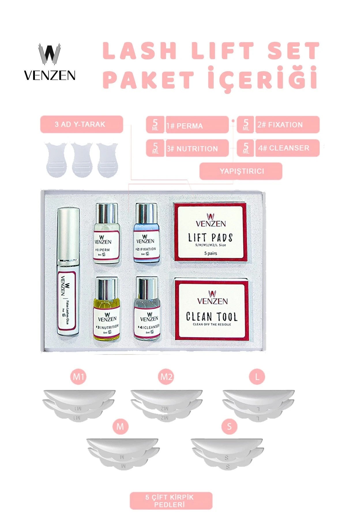 Venzen® 2 in 1 Lash Lift, Kirpik Lifting ve Kaş Laminasyon seti (Std Set) - Ürün görseli 2