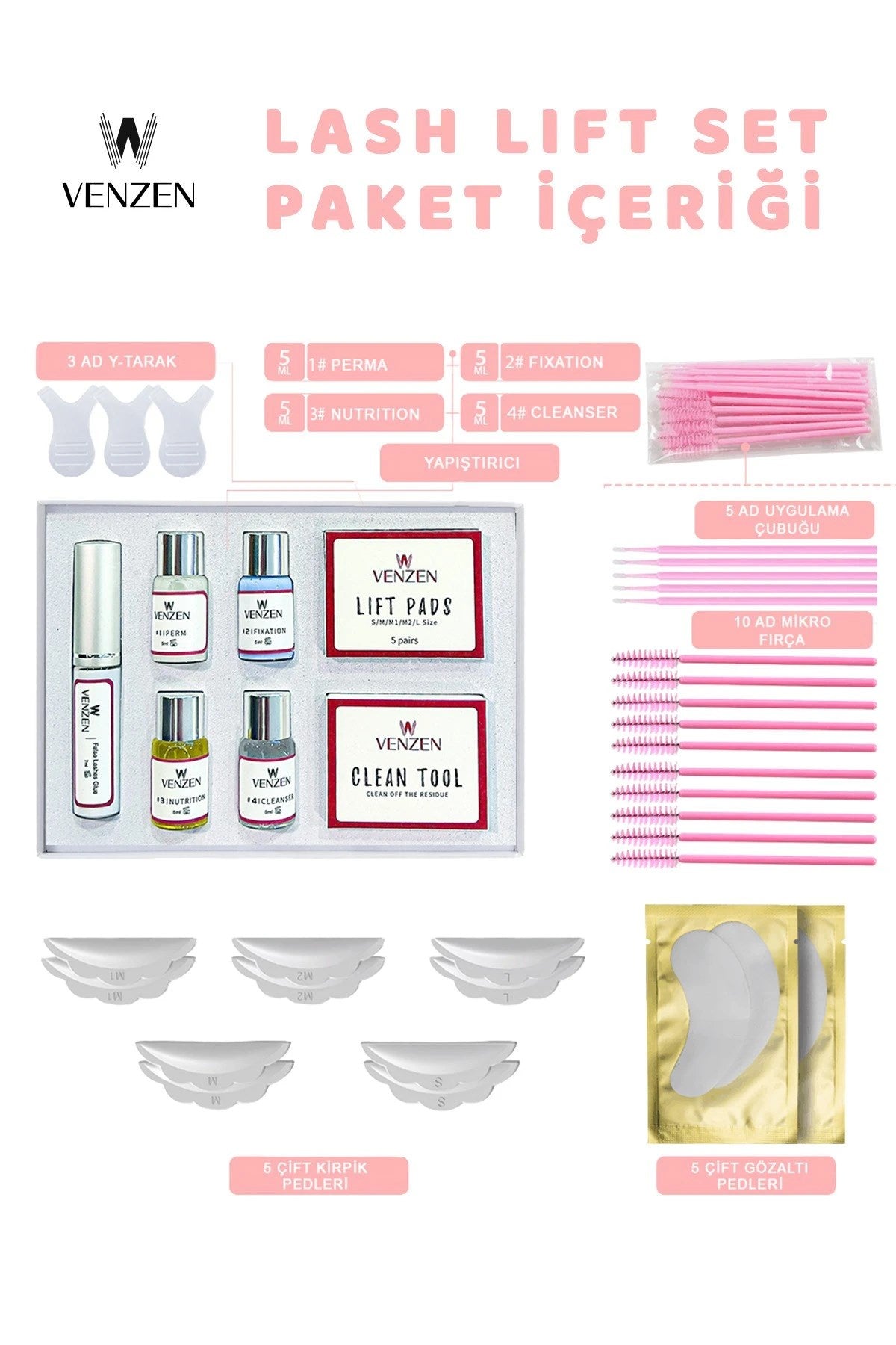 Venzen® 2 in 1 Lash Lift, Kirpik Lifting ve Kaş Laminasyon seti (Tam Set) - Ürün görseli 4