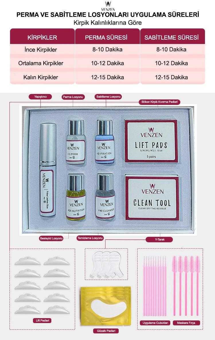 Venzen® 2 in 1 Lash Lift, Kirpik Lifting ve Kaş Laminasyon seti (Full Set) - Ürün görseli 4