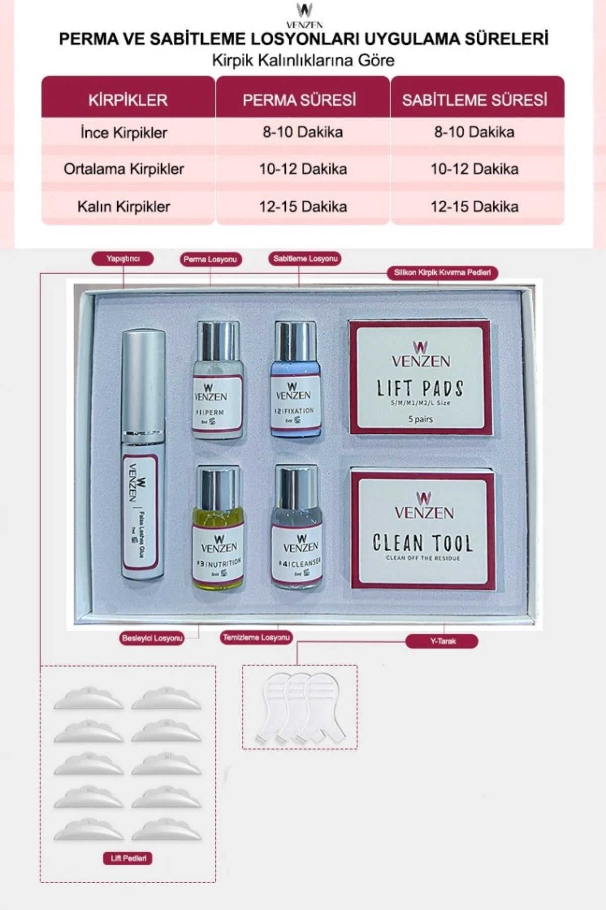 Venzen® 2 in 1 Lash Lift, Kirpik Lifting ve Kaş Laminasyon seti (Std Set) - Ürün görseli 5