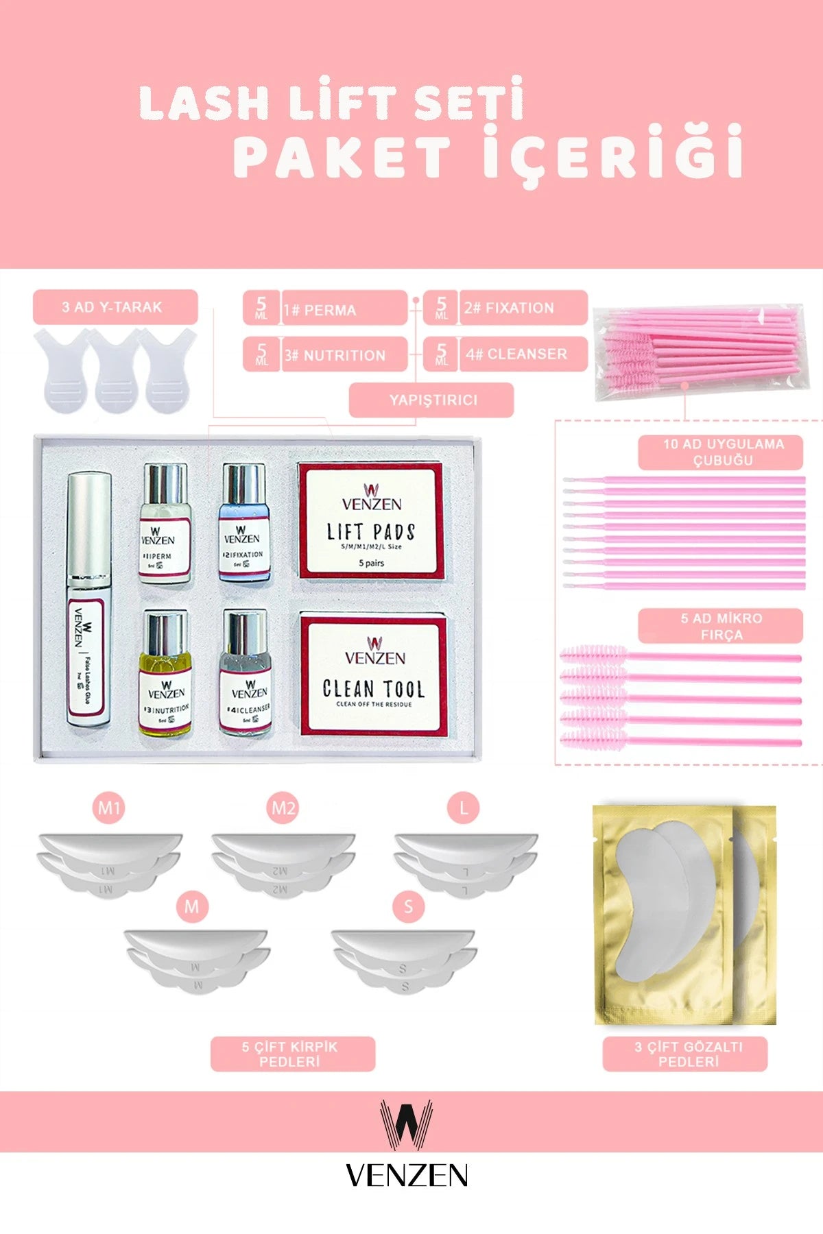 Venzen® 2 in 1 Lash Lift, Kirpik Lifting ve Kaş Laminasyon seti (Full Set) - Ürün görseli 7