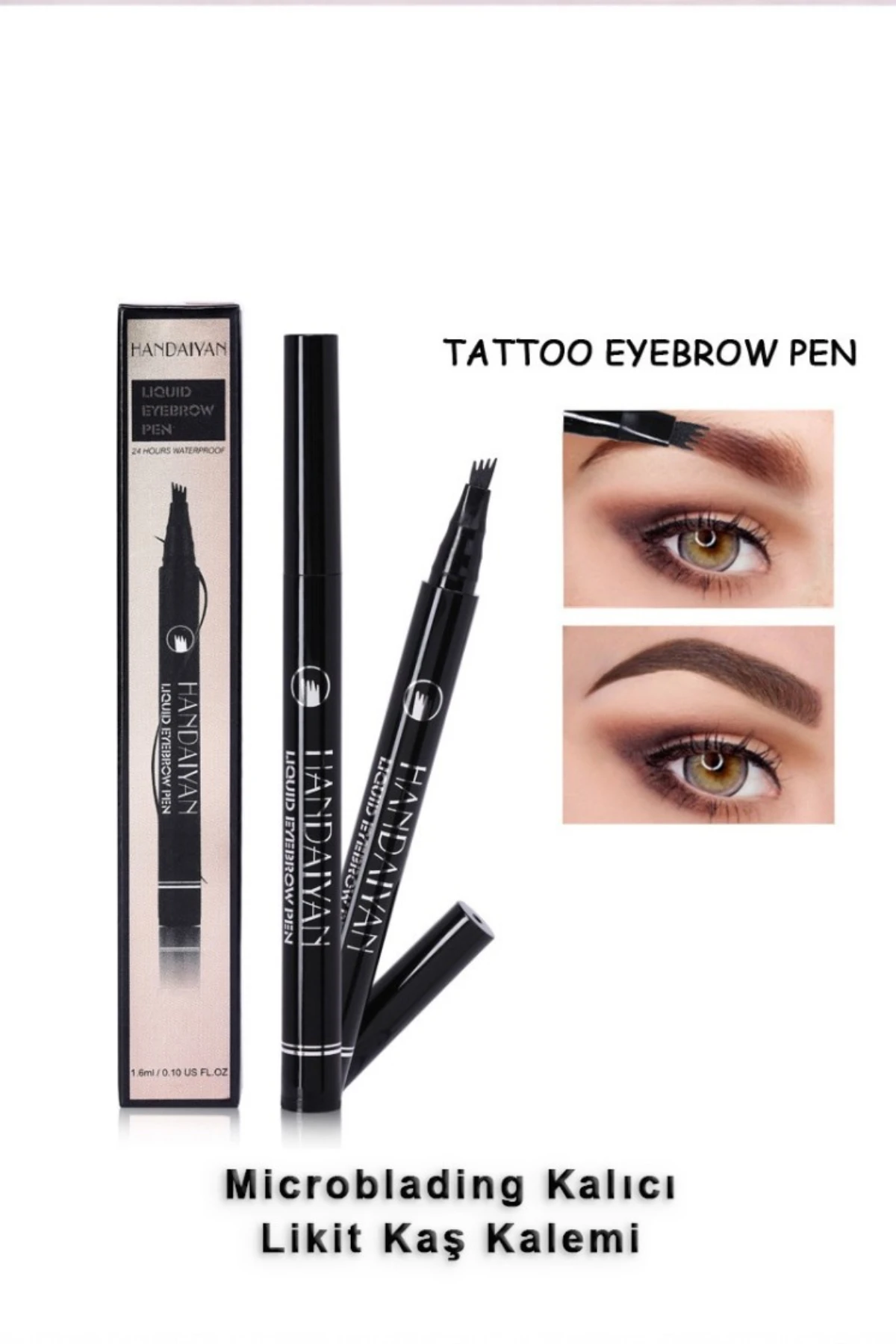 Microblading Kalıcı Likit Kaş Kalemi Çatal uçlu (1,6ml) #05 Siyah