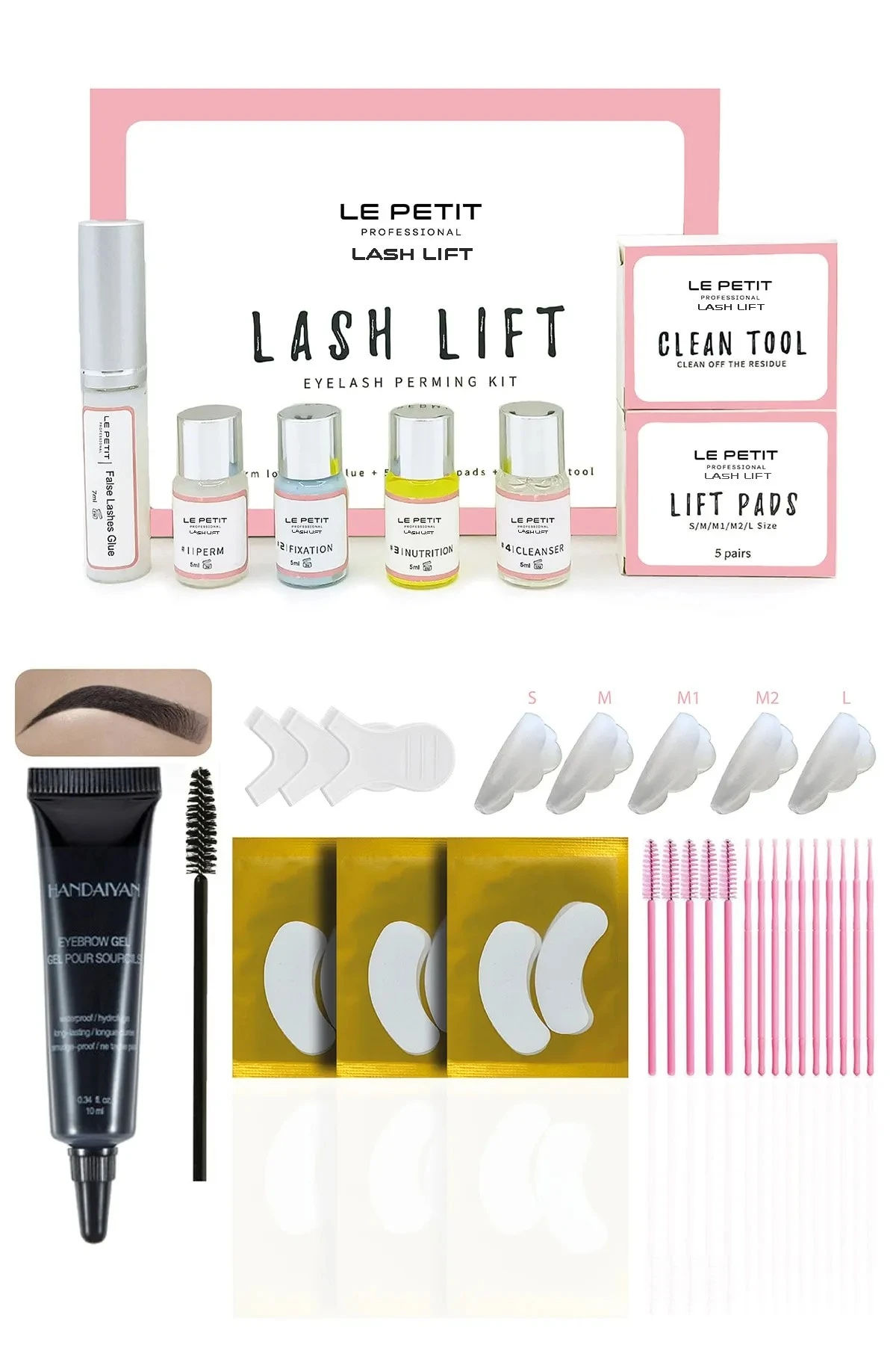 LE PETIT® Lash Lift, Kirpik Lifting, Kirpik Perma Seti (Full) ve Jel Kaş Boyası Siyah