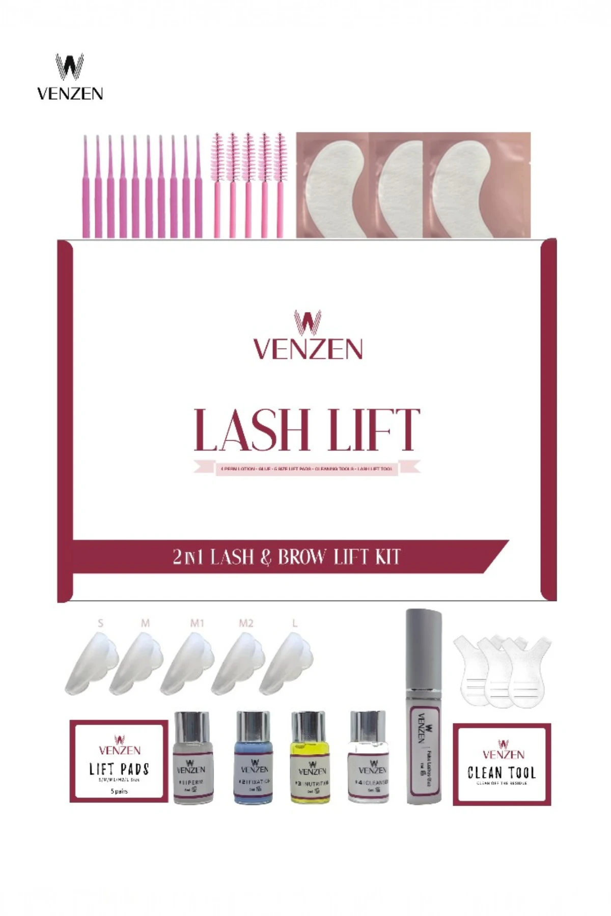 Venzen® 2 in 1 Lash Lift, Kirpik Lifting ve Kaş Laminasyon seti (Full Set)