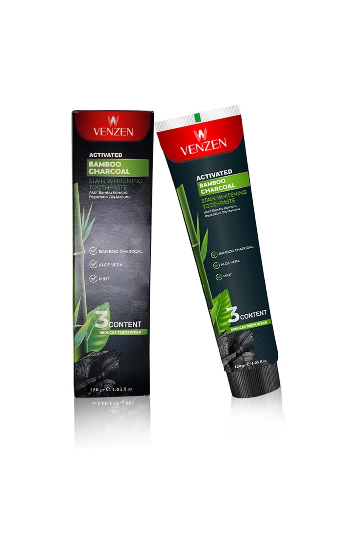 Venzen® Doğal Bambu Kömürü Beyazlatıcı Diş Macunu (120Gr)