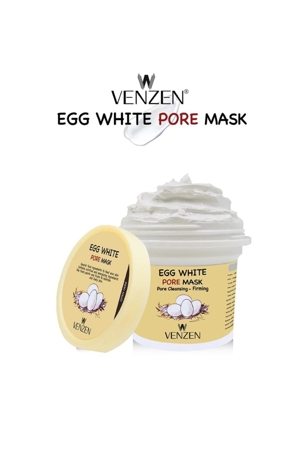 Venzen® Egg White Gözenek Temizleyici ve Sıkılaştırıcı Maske (125g)